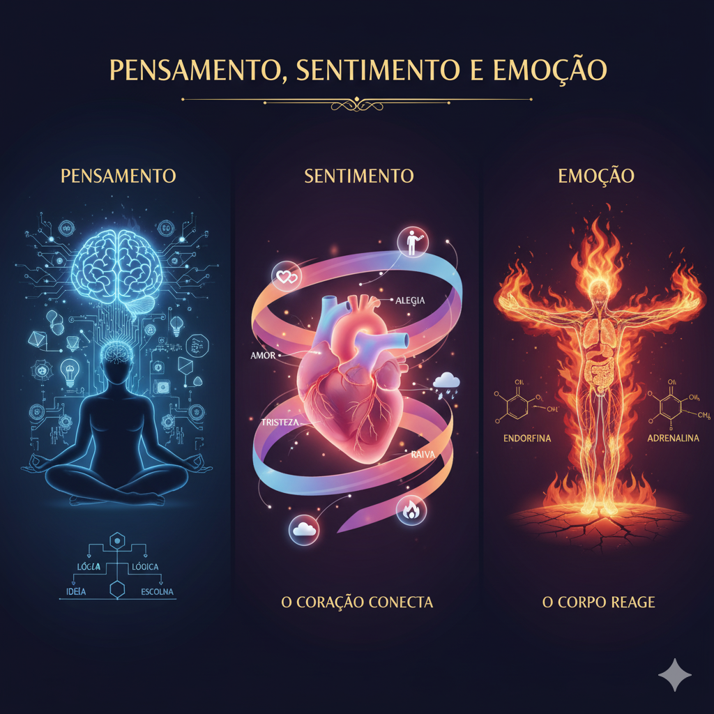 Pensamento sentimento e emoção.
