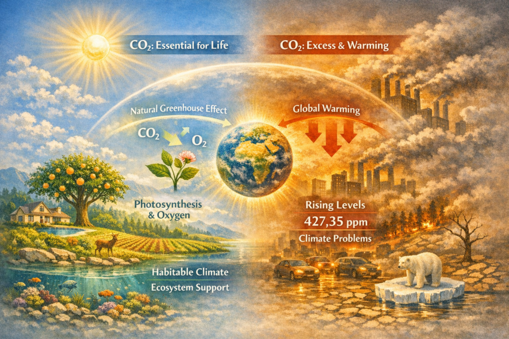 O dióxido de carbono.